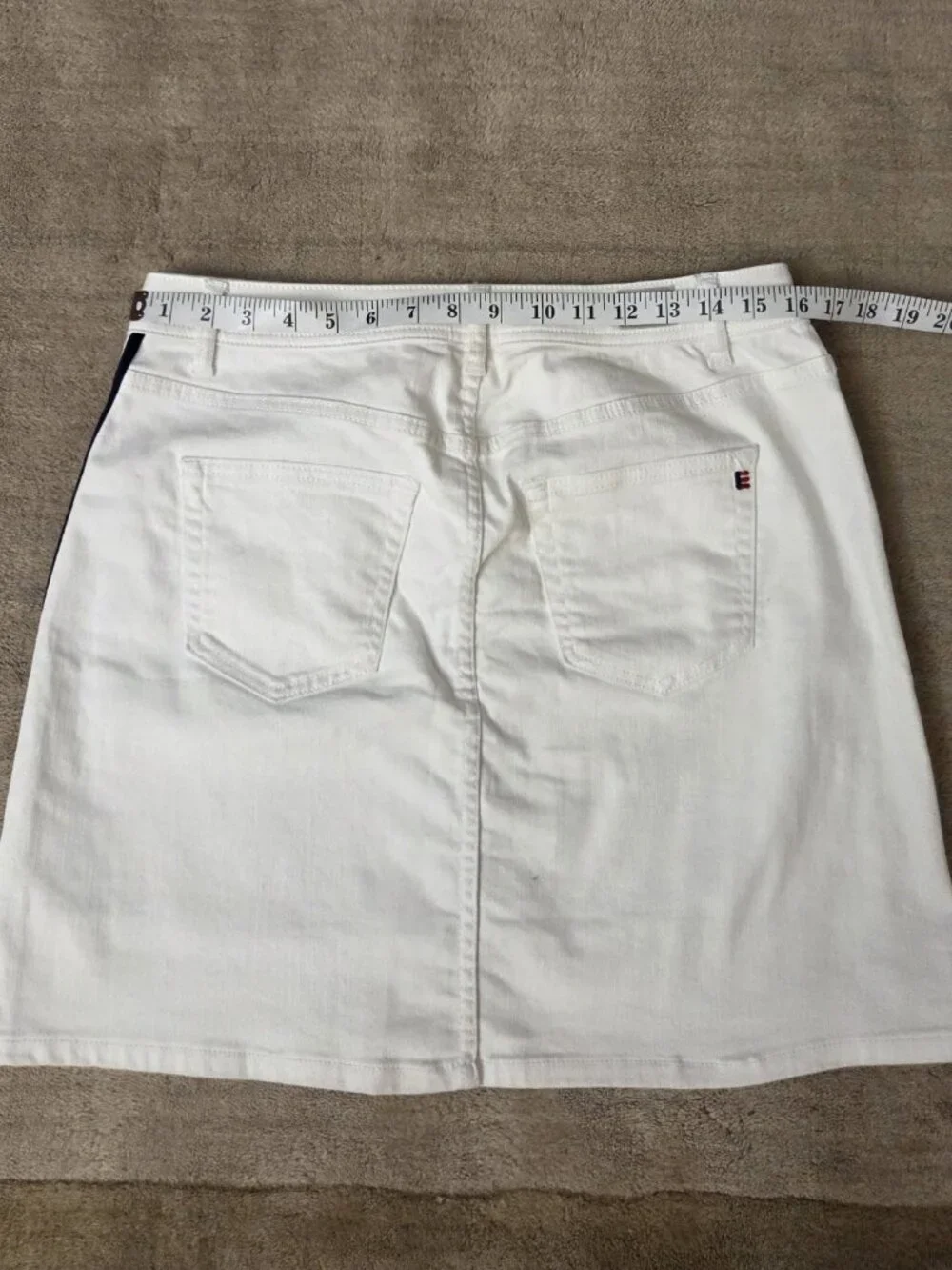 Ev1 sz 6-8 White Alex Laxed Vintage Denim Jean Skirt Stretch Cotton Blend Stripe
